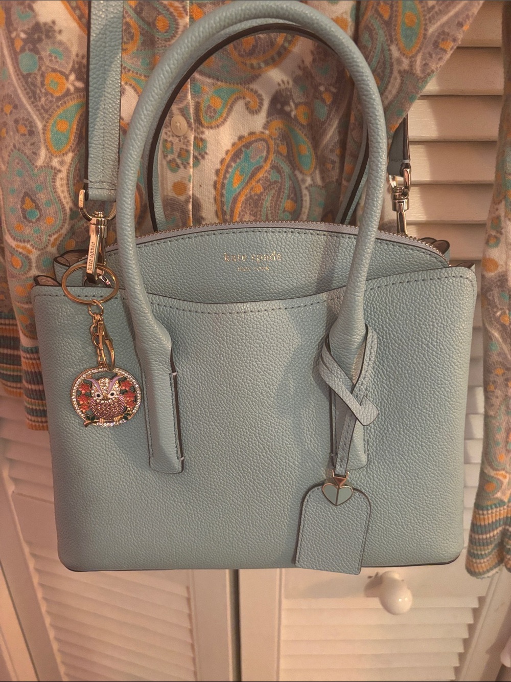 kate spade light blue pebbled leather satchel - Picture 1 of 4